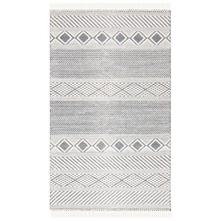 Safavieh 5 x 8 ft. Natura 856A Fringes Hand Loomed Rectangle Area Rug Ivory & Navy NAT856A-5